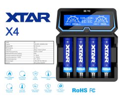 Xtar X4 – Vier-Schacht Ladegerät für Lithium Ionen und Ni/ MH Akkus