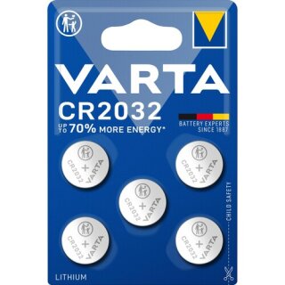 Varta CR2032 Lithium Knopfzelle 3V 230mAh Batterie 5er-Blister