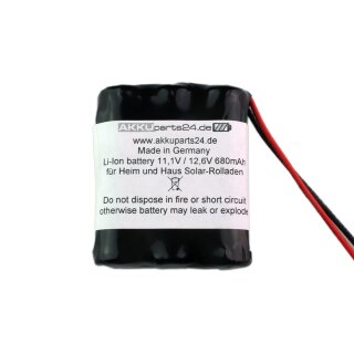Lithium-Ionen (Li-Ion) Ersatzakku für Heim und Haus Rolladenantrieb 11,1V / 12,6V 680mAh Akku Batterie Accu Reihe Molex