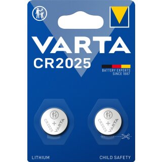 Varta CR2025 Lithium Knopfzelle 3V 157mAh Batterie 2er-Blister