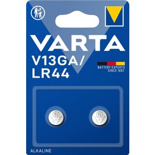 VARTA Batterien V13GA/LR44 Knopfzellen, 2 Stück, Alkaline Special, 1,5V