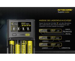 NiteCore Sysmax SC4 4-Schacht-Schnellladegerät Intellicharge Akku Ladegerät für Li-Ion / IMR / LiFePO4 / Ni-Mh / Ni-Cd - BStock
