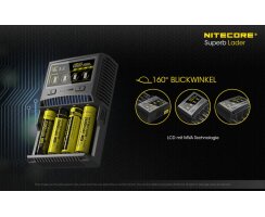 NiteCore Sysmax SC4 4-Schacht-Schnellladegerät Intellicharge Akku Ladegerät für Li-Ion / IMR / LiFePO4 / Ni-Mh / Ni-Cd - BStock