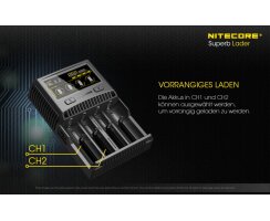 NiteCore Sysmax SC4 4-Schacht-Schnellladegerät Intellicharge Akku Ladegerät für Li-Ion / IMR / LiFePO4 / Ni-Mh / Ni-Cd - BStock