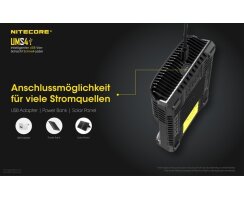 NiteCore UMS4 intelligentes 4-Schacht-Schnellladegerät Akku Ladegerät für Li-Ion / IMR / LiFePO4 / Ni-Mh / Ni-Cd Akkus