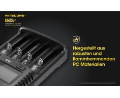 NiteCore UMS4 intelligentes 4-Schacht-Schnellladegerät Akku Ladegerät für Li-Ion / IMR / LiFePO4 / Ni-Mh / Ni-Cd Akkus