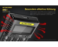 NiteCore UMS4 intelligentes 4-Schacht-Schnellladegerät Akku Ladegerät für Li-Ion / IMR / LiFePO4 / Ni-Mh / Ni-Cd Akkus