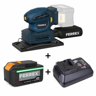 FERREX 20V 3in1 Multischleifer (Exzenter, Delta, Rechteck) SET – inkl. 2,0 Ah Akku & Ladegerät (3-tlg.)