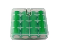Akkubox aus Kunststoff transparent für 4x 18650 Zellen oder 8x 18350 Zellen