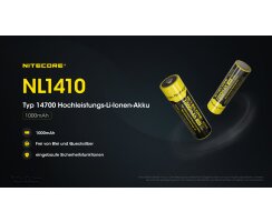 NiteCore 14500 Li-Ion Akku 3,7V 1000mAh NL1410